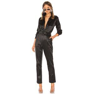 NWT RtA black satin-like straight leg jumpsuit, S